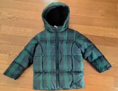 フード付きダウンコート グリーンチェック ラルフローレン