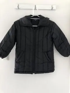 黒 中綿コート フード付き　130A