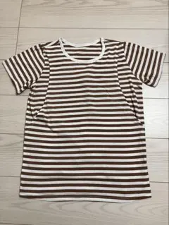 マタニティ Tシャツ M オフホワイト×モカベージュ　半袖 トップス 授乳対応