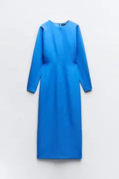 ZARA クレープミディワンピース ブルー