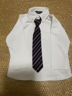 COMME CA ISM ホワイト ボタンダウンシャツ ネクタイ付き 90㎝