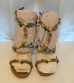 カラフル花飾りストラップサンダルのサムネイル