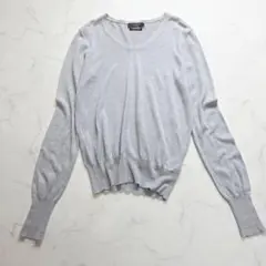 Demi-Luxe BEAMS　Vネックニット　セーター　グレー　薄手　コットンのサムネイル