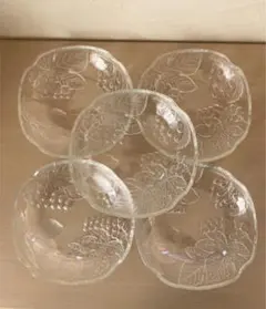 フルーツ柄　ガラス　デザート皿　5枚セット