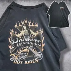 CDTO Tシャツ 90s フーターズ ピンナップガール アイアンクロス 黒