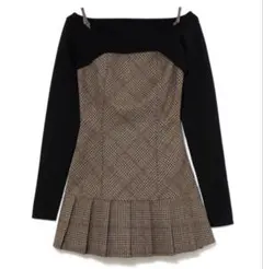 andmary Selena check mini dress brown
