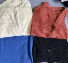 ユニクロ　トップス　カーディガン　黒　オレンジ　黄色　スカート　ブルー　セット