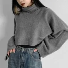 LVEU. ハイネックショートニットプルオーバー　グレーのサムネイル