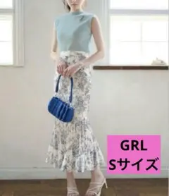 GRL グレイル 花柄プリーツ切替マーメイドスカート[al111]