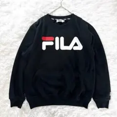 フィラ　トレーナー　スウェット　M 黒　綿混　ビックロゴ　裏起毛　トレーニング