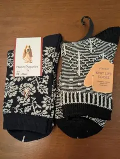 Hush Puppiesとその他 花柄ストライプソックス 23-25cm