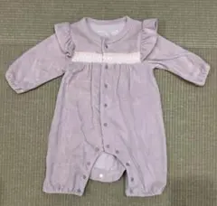 薄紫色フリルロンパース　50〜60 女の子　ロンパース　冬