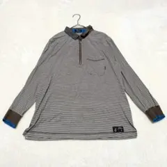 t134良品✨トピィーズ ハーフジップ ボーダー柄長袖カットソー ポロシャツ 襟