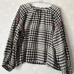 お値下げ　コーエンバルーンスリーブ シャツ 黒白チェック