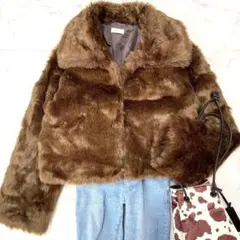 極美品 大人気商品 アングリッド ファーショートコート ビッグカラー ゆったり