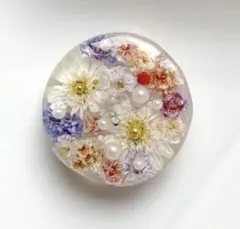102可憐な♡レジンヘアゴム パープル系フラワーガーデン オーロラ蝶
