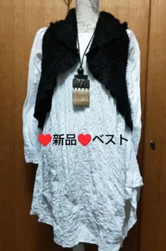 ♥新品 ♥暖かい黒ベスト～さえらがお好きな方にも～