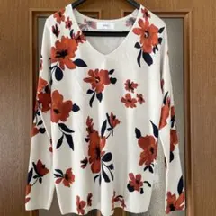 AZUL 花柄Vネック長袖ニット