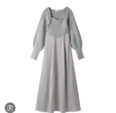 スクエアネック ロングワンピース