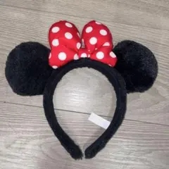 ミニーマウス カチューシャ 赤 黒 水玉