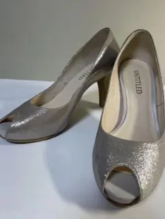 美品♡UNTITLED シルバー オープントゥパンプス22.5