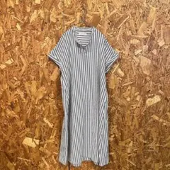 A DAY IN THE LIFE ロングワンピース フレア シャツ ストライプ