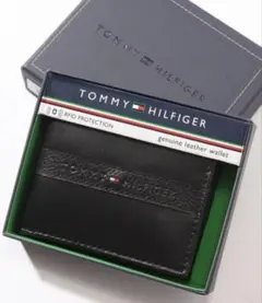 トミーヒルフィガー 2つ折り財布 レザーコンパクトウォレット 箱付き/小銭入れ