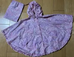 メゾピアノ レインポンチョ レインコート 90〜100cm 花柄 ピンク