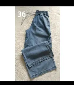 C/R デニムタックワイドパンツ　ライトブルー　36