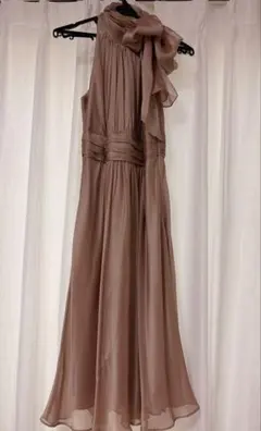 ピンクベージュ ワンショルダー パーティードレス