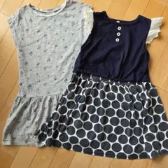 NEXTグレー&西松屋ネイビーワンピース2枚セット 130㎝