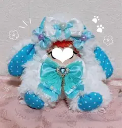 【10㎝〜12㎝ぬい対象】おすわりぬい服　ちびぐるみ　たれ耳うさぎ　にじぱぺっと