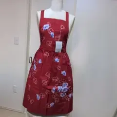 ブランド　ピエールバルマン　赤い花柄エプロン