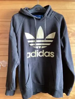 adidas ゴールドロゴ　ブラック パーカー M