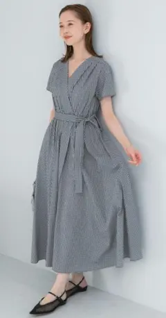 【4月12日までの出品】ROSSO　チェックカシュクールワンピース