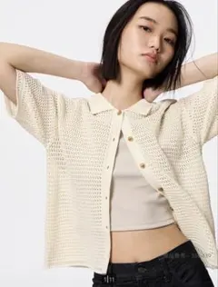 GU透かし編みニットシャツ(半袖)Ｌサイズ