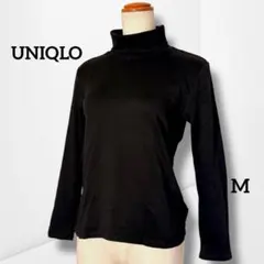 【ユニクロ】タートルネックカットソー 通勤 通学 デイリー使い 黒 （M）