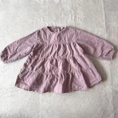 コーデュロイ 長袖 チュニック バーガンディ100