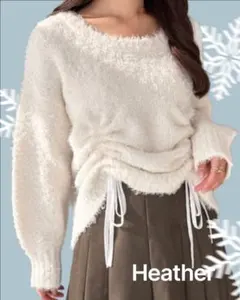 Heather 長袖ニット セーター トップス　モヘア　ふわふわ　白　美品