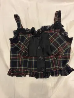 ハンドメイド　チェック柄レースフリルキャミソール