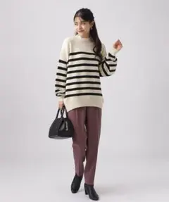 SHOO・LA・RUE ボーダー＆配色 もちもち ハイネックニット