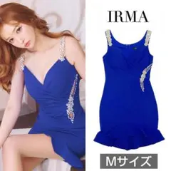 IRMA イルマ マーメイド フリル ビジュー ミニドレス ブルー Mサイズ