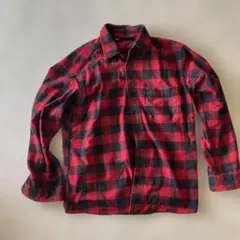 ユニクロ、コットン100％レッド/ブラック チェック柄 長袖シャツ