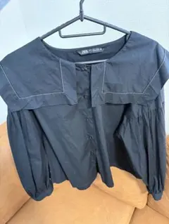 ZARA ブラック バルーンスリーブ シャツ L