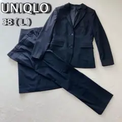 【美品】UNIQLO スーツ 3点セット ストライプ ネイビー パンツ スカート