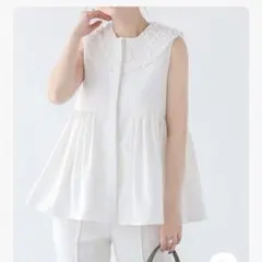 fitmore ミニフリルペプラムノースリーブ