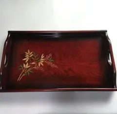 お盆・角盆漆器 ・トレー手描き 植物模様
