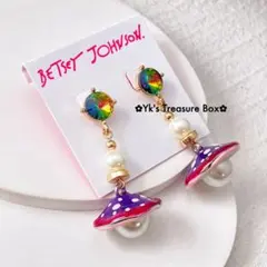 W301/BETSEY JOHNSON/カラフルマジック キノコ茸パールピアスのサムネイル