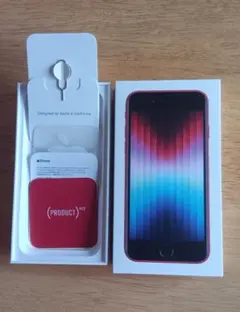 【美品】iPhoneSE 第3世代 レッド（ 空箱、SIMピン、ステッカー）