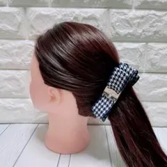 【バックル付千鳥柄リボンクリップ】ヘアアクセ　ハンドメイド　結婚式